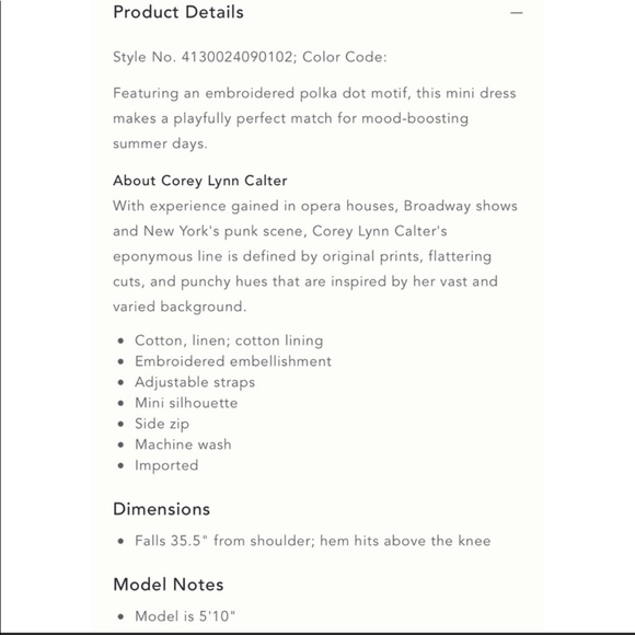 NWT Anthropologie × Corey Lynn Calter
Embroidered Polka Dot Mini Dress - Picture 4 of 10